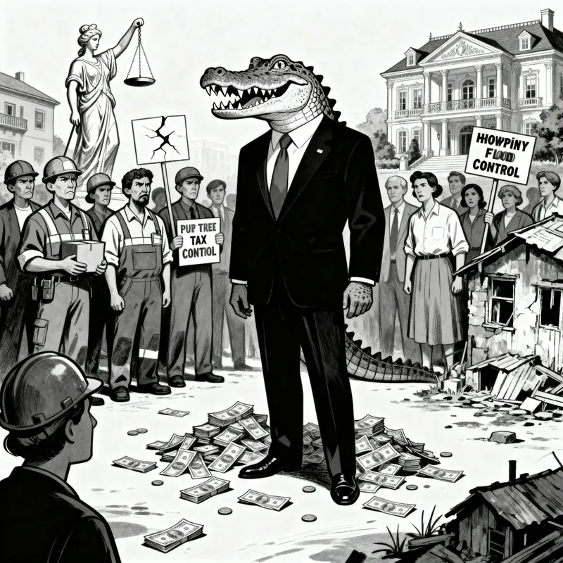 Corruption Cartoon: Crocodile Politician Exposed