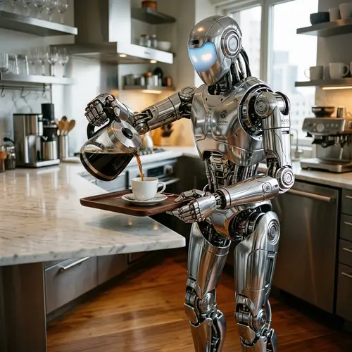 Advanced Coffee-Serving Robot - Modern Design