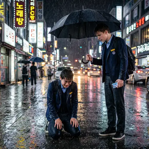 Emotional Rainy Moment: High School Students