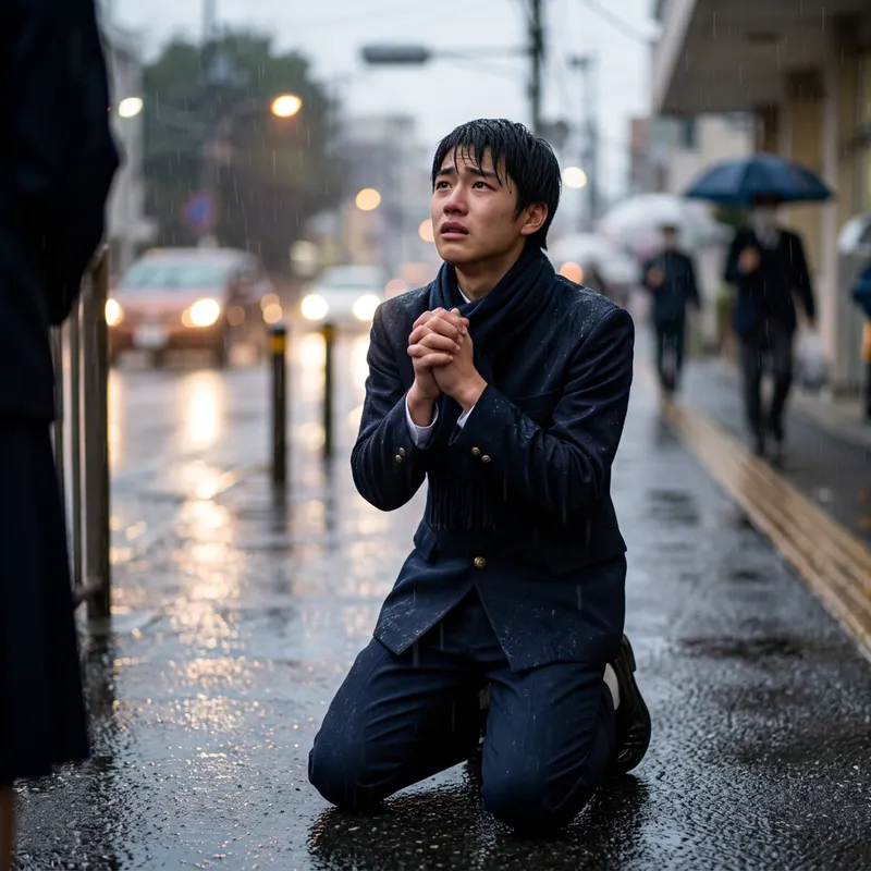 Mingyu Begging in the Rain: High School Emotion