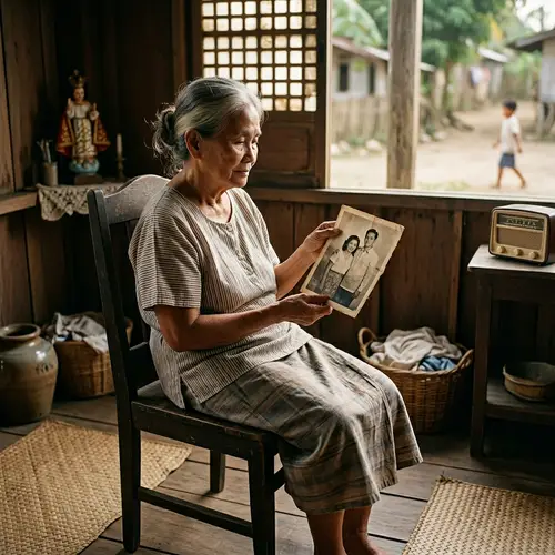 Nostalgic Scene of Elderly Filipina During World War II