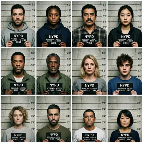 10 Mugshot Images with Uniform Background