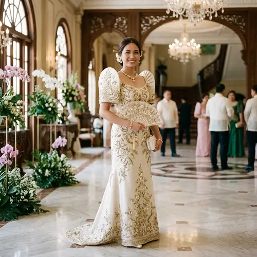Elegant Filipiniana Terno Sleeves Dress