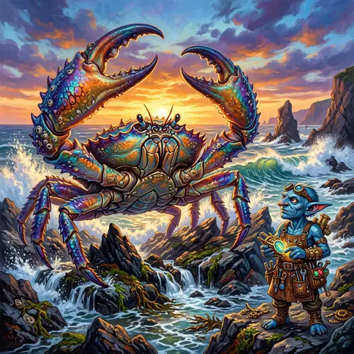 Giant Crab Protects Blue Goblin Artificer | Fantasy Encounter