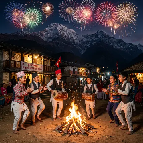 Nepali Boys Celebrate New Year 2081 Festivities