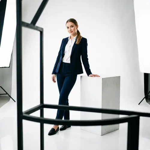 Professional Business Suit Photoshoot with Stylish Frame