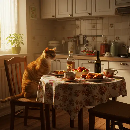 Cat and Mom Enjoying a Meal in 8K Ultra HD