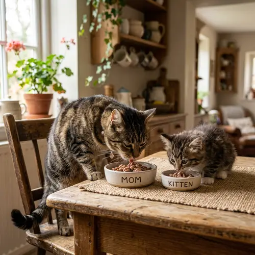 Cat and Mom Enjoying a Meal in 8K Ultra HD