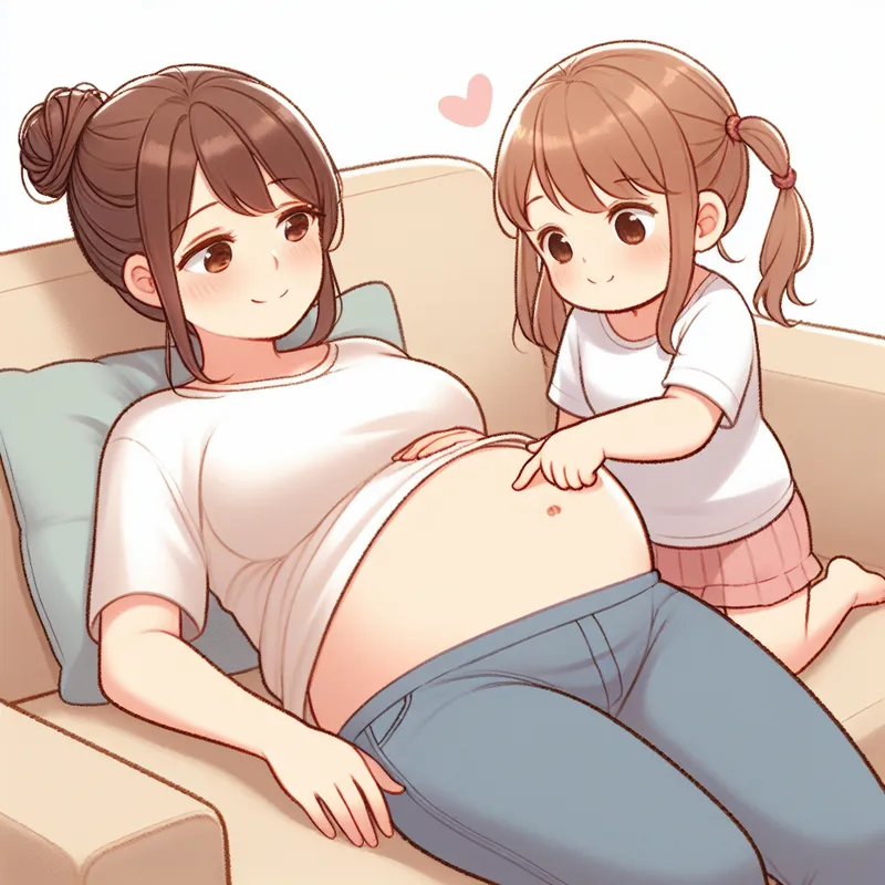 Exploring a Round Belly on a Sofa Exploring a Round Belly on a Sofa