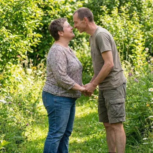Happy Loving Couple in Serene Outdoor Location