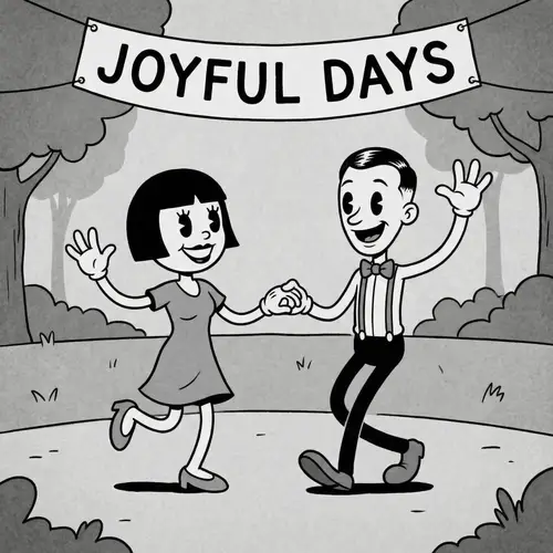 Vintage Animated Couple: Joyful & Innocent Characters