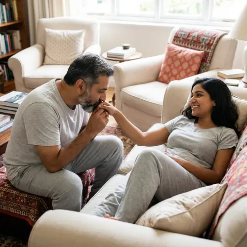 Tender Moment: Man Kissing Woman's Foot