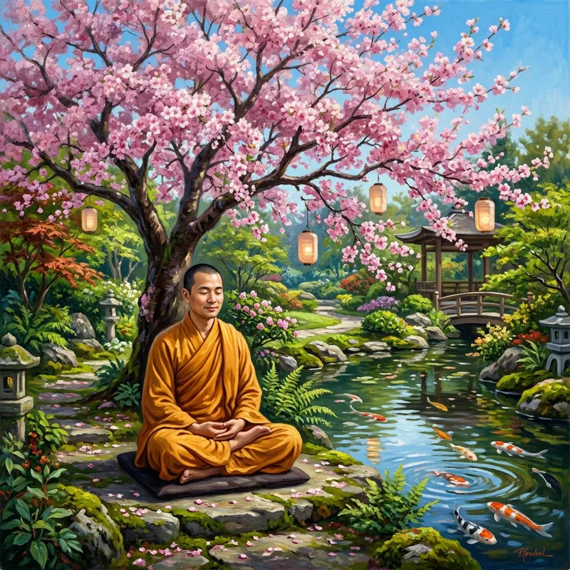 Tranquil Meditation in a Serene Landscape Tranquil Meditation in a Serene Landscape