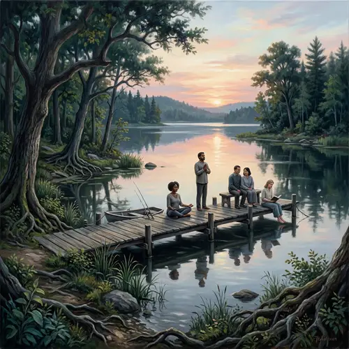 Tranquil Oil Painting of Peaceful Nature Scene