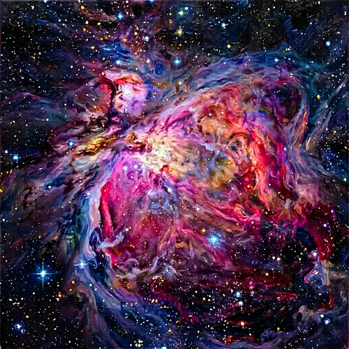 Celestial Nebula Oil Painting | Swirls of Vibrant Colors