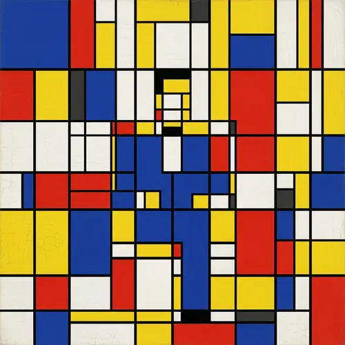 Abstract De Stijl Inspired Artwork of Public Figure in Royal Blue Tuxedo