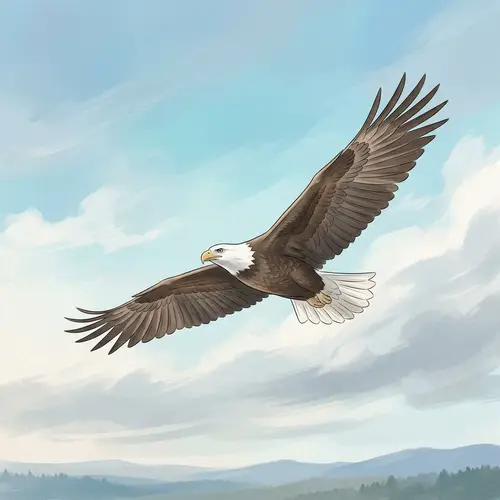 Graceful Eagle Soaring Through the Sky - Minimalist Digital Painting