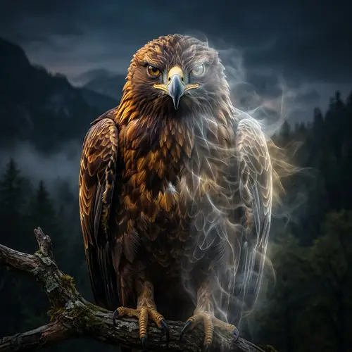 Majestic Eagle with Stern Gaze and Spectral Feathers