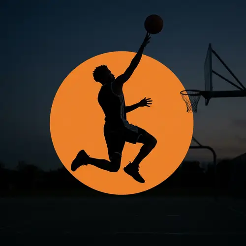 Dynamic African American Basketball Player Silhouette in Mid-Air