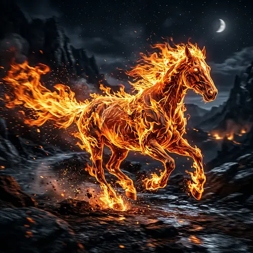 Flame Horse - Dynamic Pose in Vibrant Colors