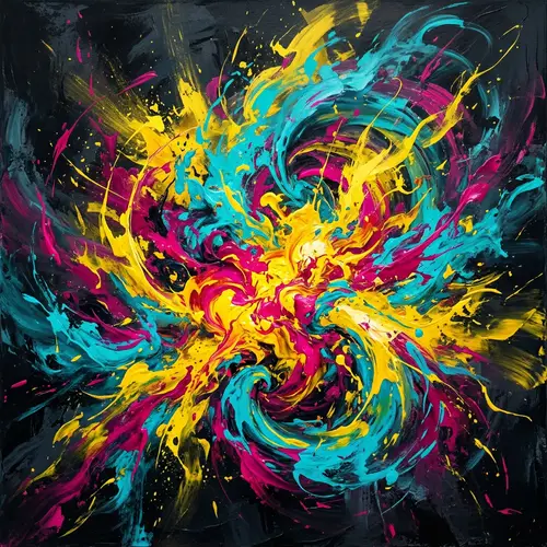 Dynamic Dust Explosion Art - Swirling Colors