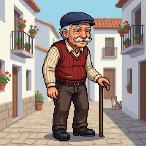 Pixel Art Spanish Old Man Character Design