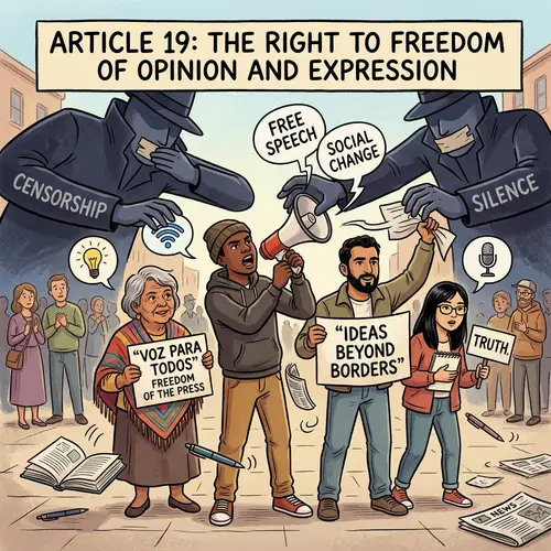 Diverse Group Advocating Freedom of Speech & Social Change