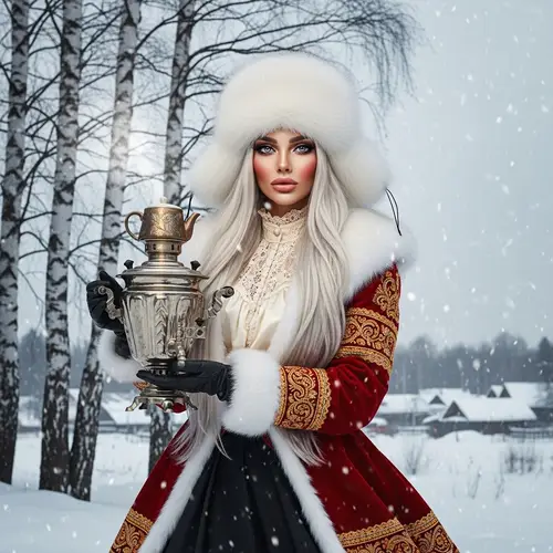 Striking Russian Beauty in Winter Elegance