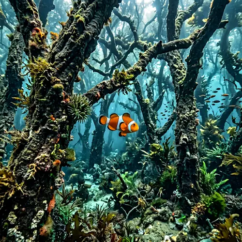 Clownfish Swimming in Cork Oak Forest