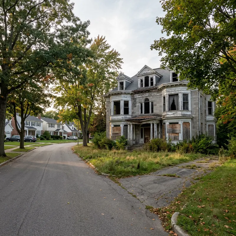Elegance Lost: Decaying Mansion in Serene Locale Elegance Lost: Decaying Mansion in Serene Locale
