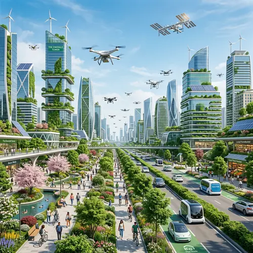 Futuristic Cityscape 2030: Nature-Infused Urban Planning