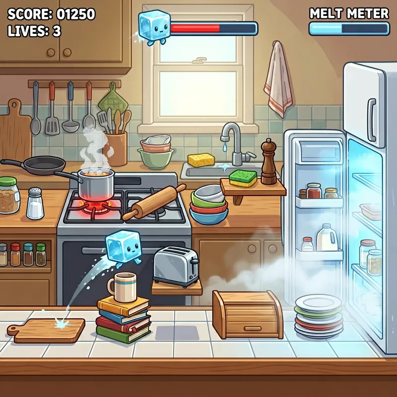 2D Ice Cube Kitchen Adventure: Save the Ice Cube Game 2D Ice Cube Kitchen Adventure: Save the Ice Cube Game
