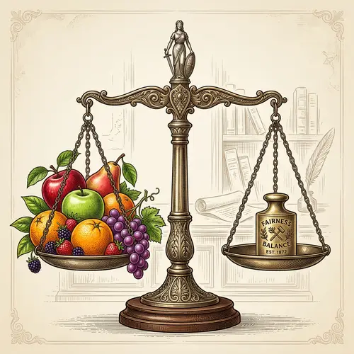 Fruitful Justice Scales Illustration