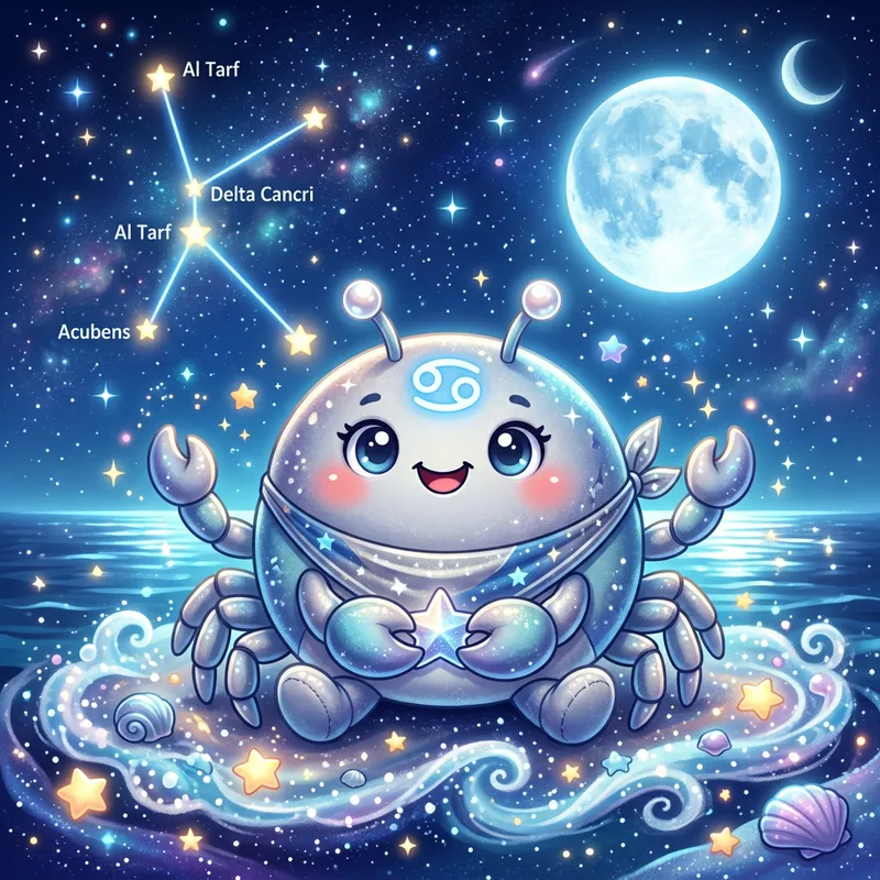 Cute Cancer Zodiac Sign Mascot in Silver and Blue Cute Cancer Zodiac Sign Mascot in Silver and Blue