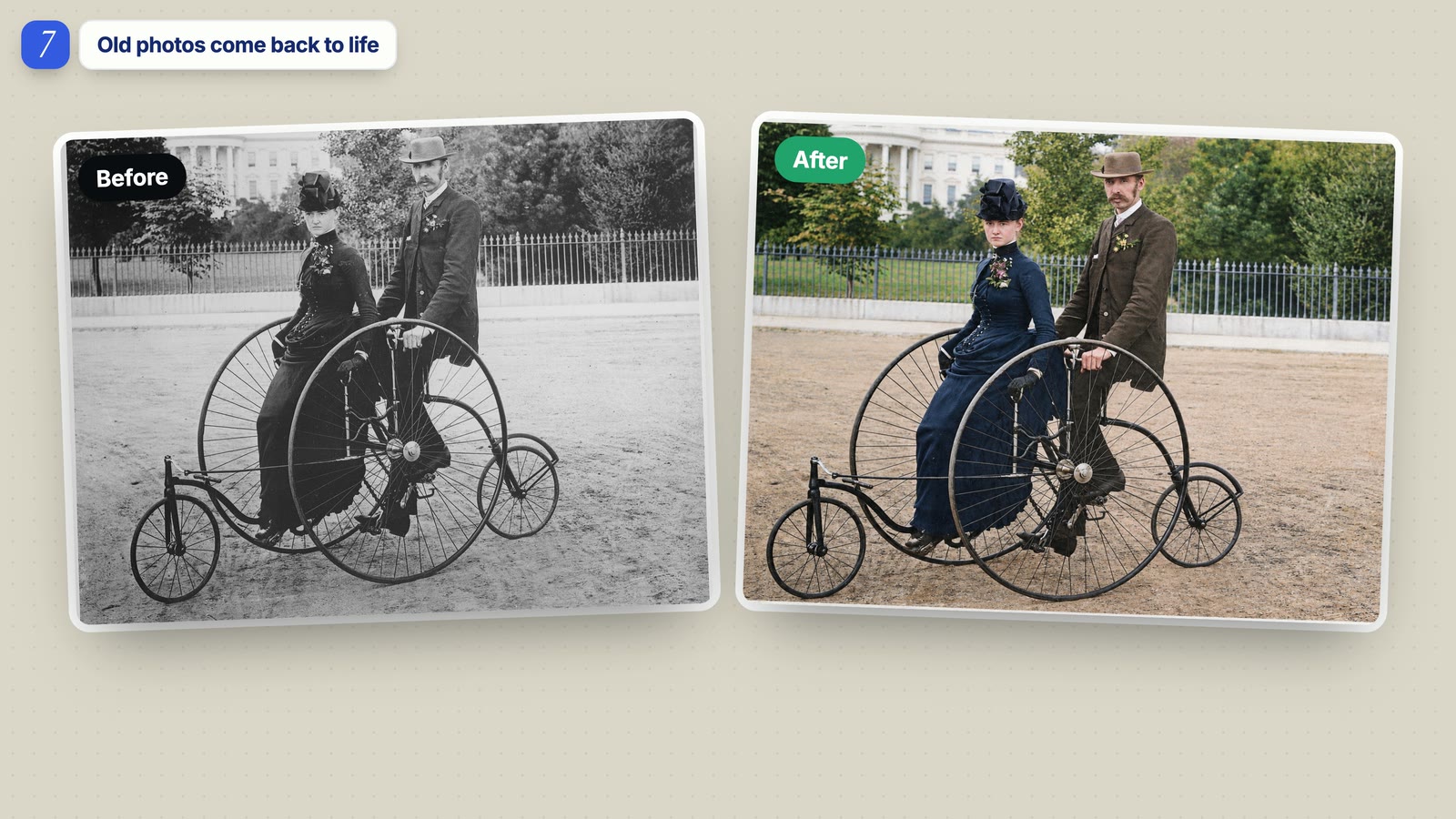 Before and after: an 1880s photo colorized by an AI agent