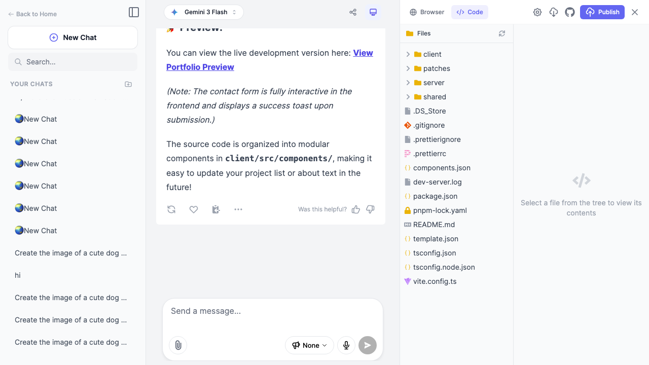 Easy-Peasy.AI code editor showing the generated website's file structure and source code
