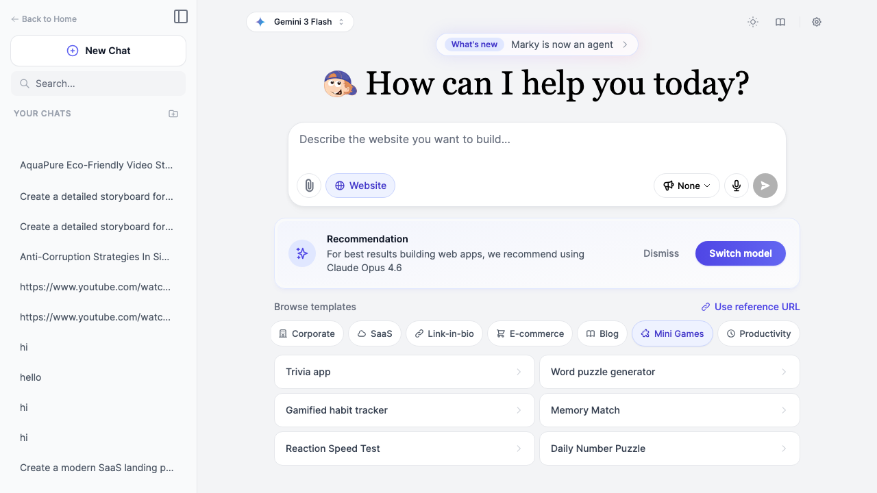 Easy-Peasy.AI mini games template category showing trivia app, word puzzle, and memory match templates