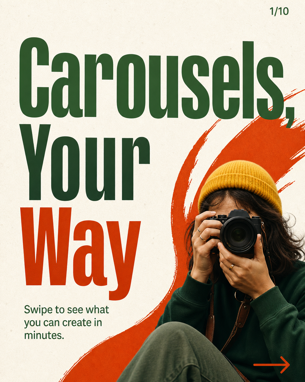 AI-generated Instagram carousel cover slide with bold editorial typography
