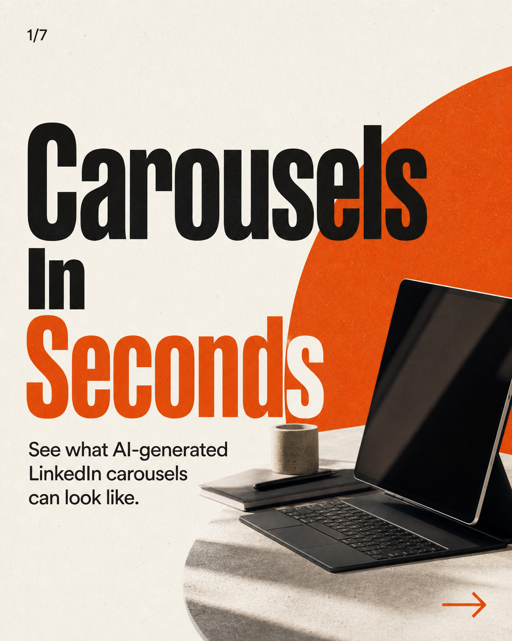 AI-generated LinkedIn carousel cover slide with strong condensed headline typography