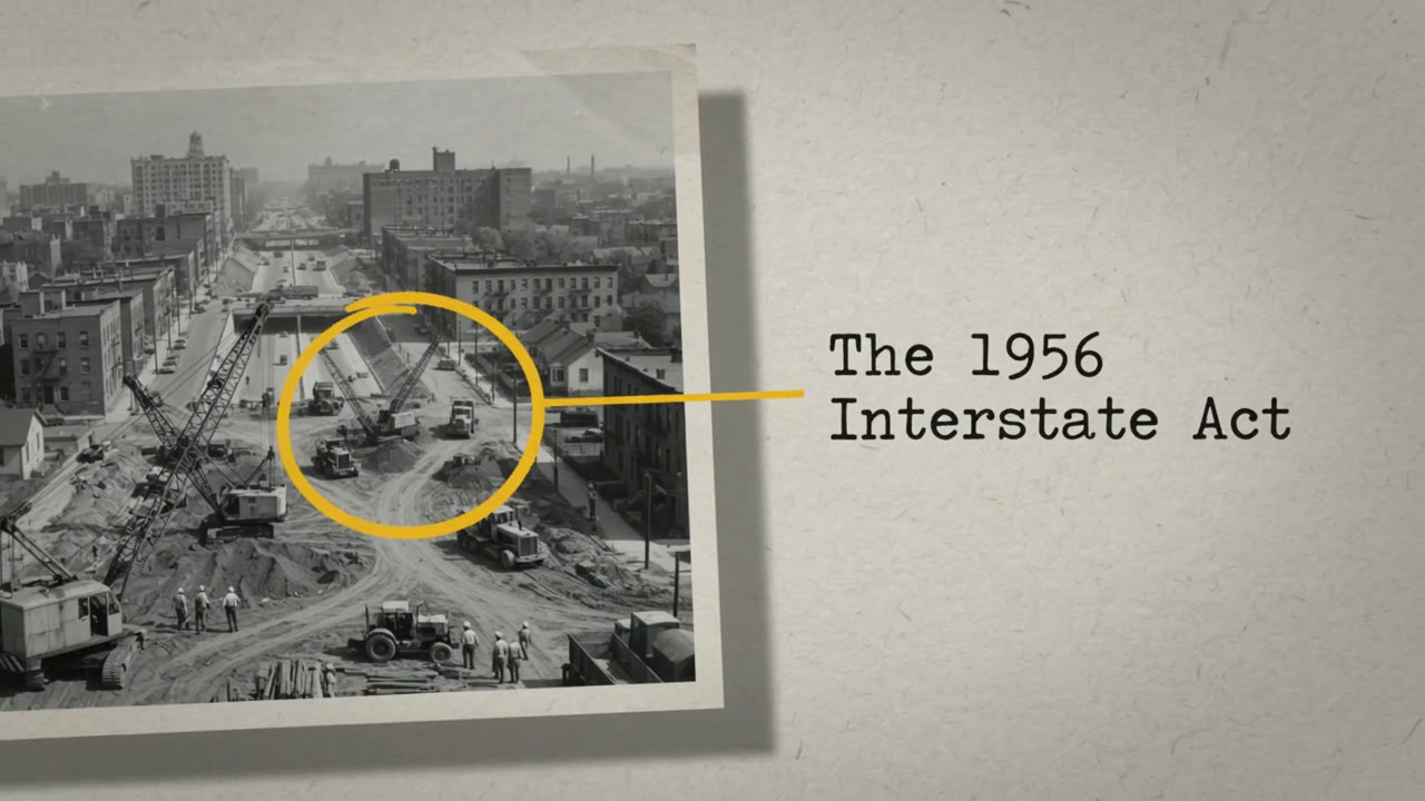 AI-generated Vox-style video frame showing an archival black-and-white photo with a hand-drawn yellow circle annotation and typewriter caption