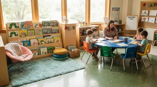 Cozy Kindergarten Reading Nook Design Ideas