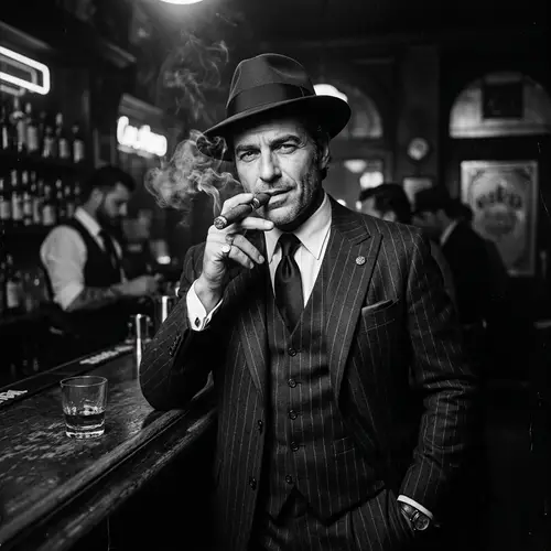 Stylish Noir Portrait of a Classic Gangster