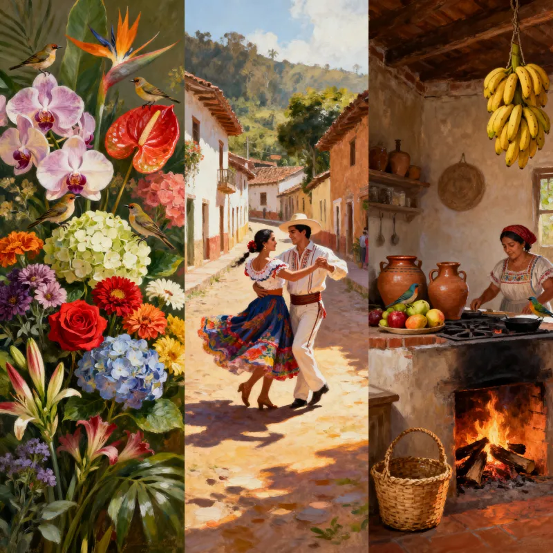 Oil Painting Triptych: Colombian Culture & Nature