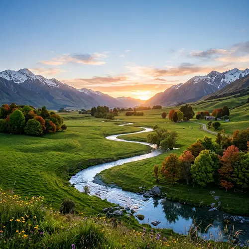 Tranquil Valley & Majestic Mountains
