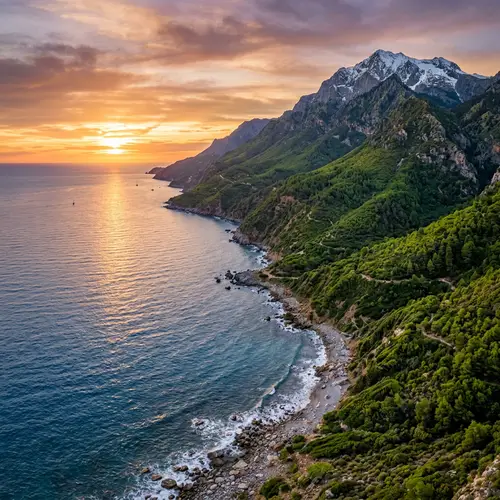Serene Sea and Majestic Mountains Landscape