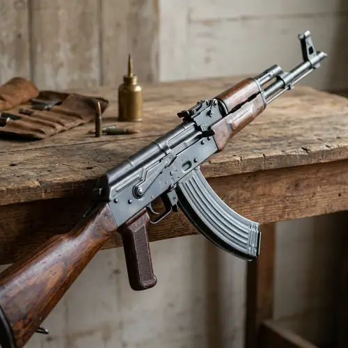 Detailed AK-47 Classic Firearm Display | Rustic Setting