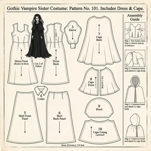 Dimitrescu Sisters Costume Pattern with Cape