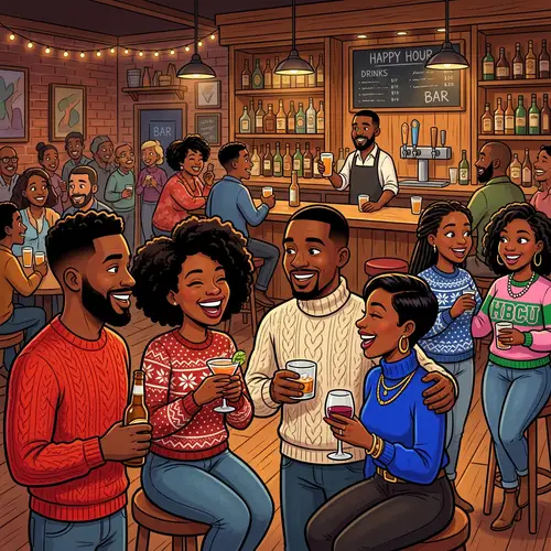 Vibrant Social Scene with Stylish Black Men & Women