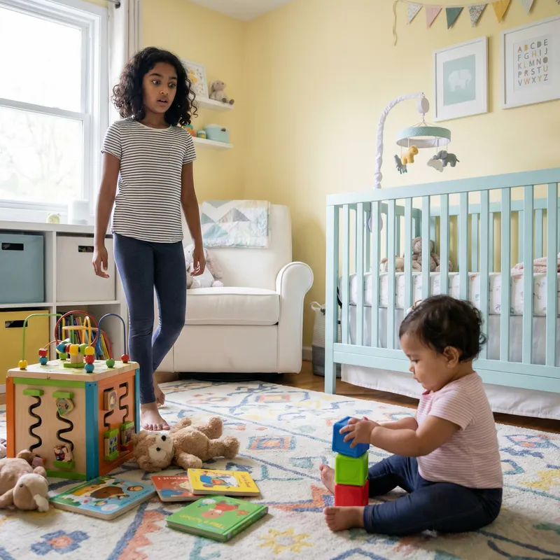 Curious 11-Year-Old in a Bright Nursery