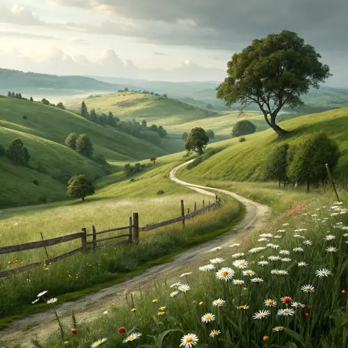 Realistic Countryside: Scenic Views & Tranquil Landscapes